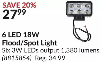 Princess Auto Evergear 6 led 18w flood/spot light offer