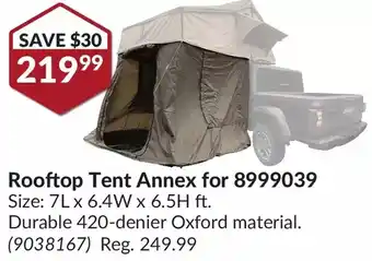 Princess Auto Rooftop tent for annex for 8999039 offer