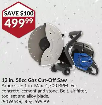 Princess Auto Power fist 12 in. 58cc gas cut-off saw offer