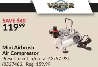 Princess Auto Vaper mini airbrush air compressor offer