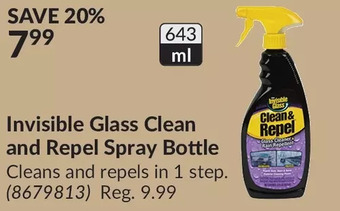 Princess Auto Invisible glass clean and repel spray bottle offer