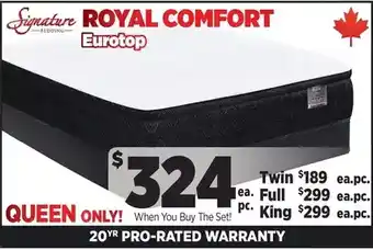 Surplus Furniture Royal comfort eurotop twin mattress set offer