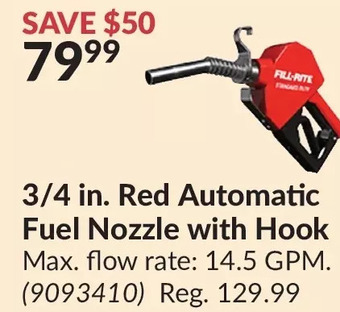 Princess Auto Fill rite 3/4 in. red automatic fuel nozzle with hook offer