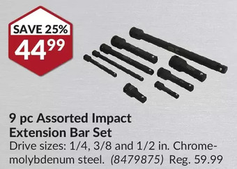 Princess Auto Pro.point 9 pc assorted impact extension bar set offer
