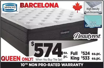 Surplus Furniture Barcelona full mattress set offer
