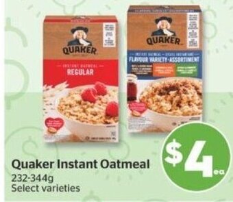 Calgary Co-op Quaker Instant Oatmeal 232-344g offer