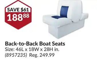 Princess Auto Back boat seats offer