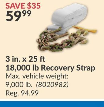 Princess Auto 3 in. x 25 ft 18, 000 lb recovery strap offer