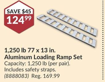 Princess Auto 77 x 13 in. aluminum loading ramp set offer