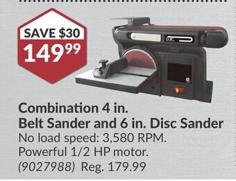 Princess Auto Combination 4 in. belt sander and 6 in. disc sander offer