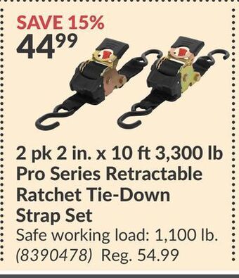 Princess Auto Pro series retractable ratchet tie-down strap set offer