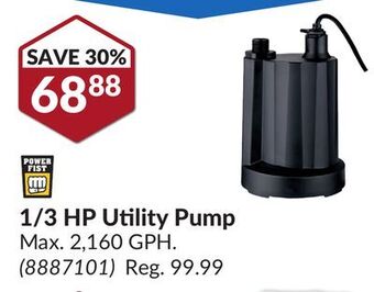 Princess Auto 1/3 hp utility pump offer