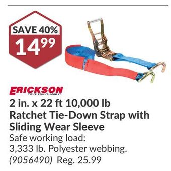 Princess Auto 10, 000 lb ratchet tie-down strap with sliding wear sleeve offer