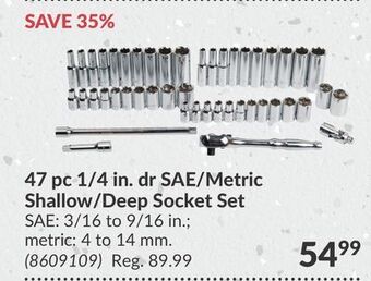Princess Auto 47 pc 1/4 in. dr sae/metric shallow/deep socket set offer