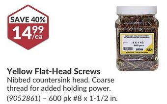 Princess Auto Flat-head screws offer
