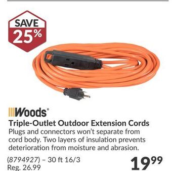 Princess Auto Triple-outlet outdoor extension cords offer