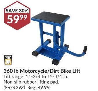 Princess Auto 360 lb motorcycle/dirt bike lift offer