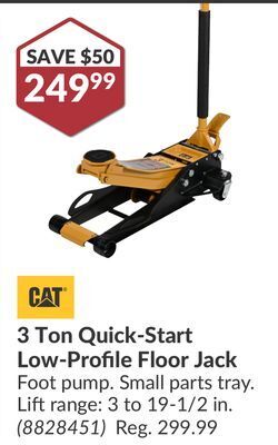 Princess Auto 3 ton quick-start low-profile floor jack offer
