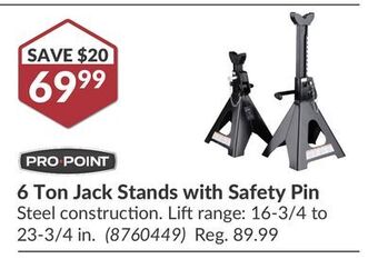 Princess Auto 6 ton jack stands with safety pin offer