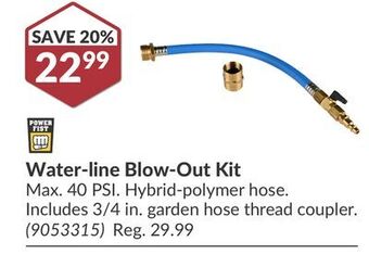 Princess Auto Water-line blow-out kit offer