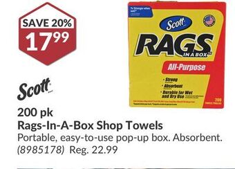 Princess Auto 200 pk rags-in-a-box shop towels offer