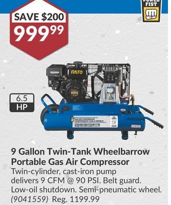 Princess Auto 9 gallon twin-tank wheelbarrow offer