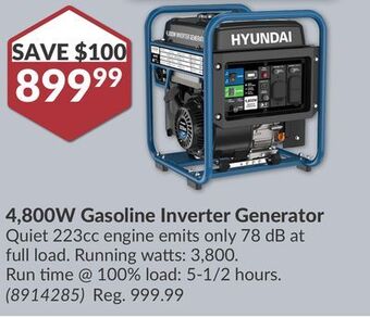 Princess Auto 4, 800w gasoline inverter generator offer