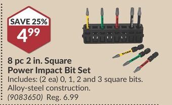 Princess Auto 8 pc 2 in. square power impact bit set offer