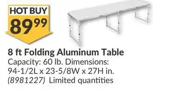 Princess Auto 8 folding aluminum table offer