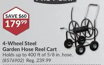 Princess Auto 4-wheel steel garden hose reel cart offer