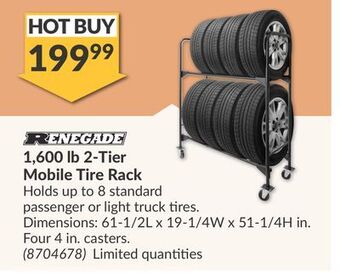 Princess Auto 1,600 lb 2-tier mobile tire rack offer