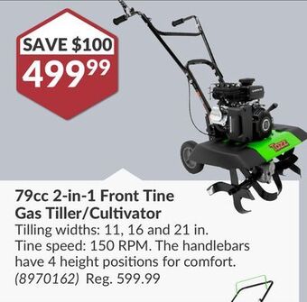Princess Auto 79cc 2-in-1 front tine gas tiller/cultivator offer