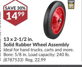 Princess Auto 13 x 2-1/2 in. solid rubber wheel offer