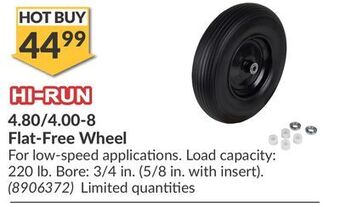 Princess Auto 4.80/4.00-8 flat-free wheel offer