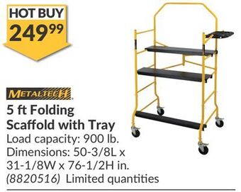 Princess Auto 5 folding scaffold with tray offer