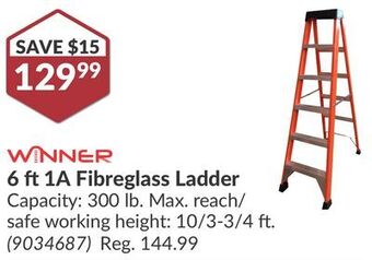 Princess Auto 6 ft 1a fibreglass ladder offer
