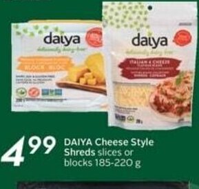 Sobeys Daiya cheese style Shreds slices or blocks 185-220 g offer
