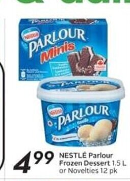 Sobeys NESTLÉ Parlour Frozen Dessert 1.5 L or Novelties 12 pk offer