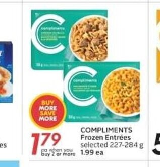Sobeys COMPLIMENTS Frozen Entrées selected 227-284 g offer
