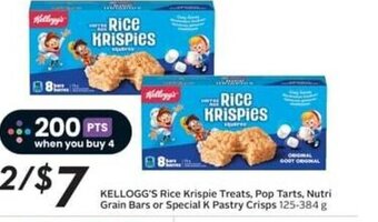 Sobeys KELLOGG'S Rice Krispie Treats, Pop Tarts, Nutri Grain Bars or Special K Pastry Crisps 125-384 g offer