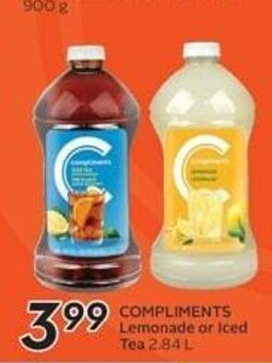 Sobeys COMPLIMENTS Lemonade or Iced Tea 2.84 L offer