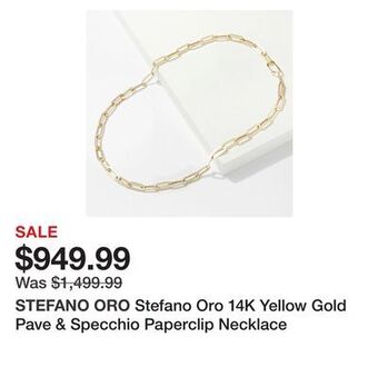 TSC Stores Stefano oro 14k yellow gold pave & specchio paperclip necklace offer