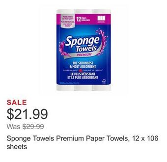 Costco Sponge towels premium paper towels, 12 x 106 sheets offer