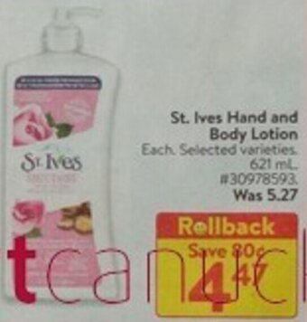 Walmart St. Ives Hand and Body Lotion offer