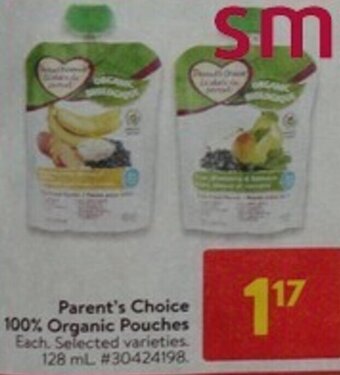 Walmart Parent's Choice 100% Organic Pouches offer
