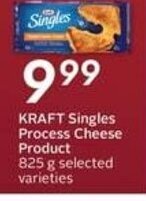 Sobeys KRAFT Singles Process Cheese Product 825 g selected varieties offer