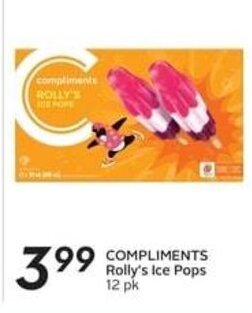 Sobeys COMPLIMENTS Rolly's ice Pops 12 pk offer