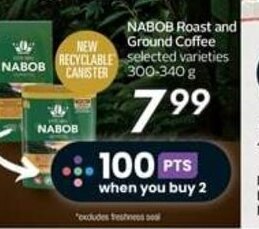 Sobeys NABOB Roast and Ground Coffee selected varieties 300-340 g offer