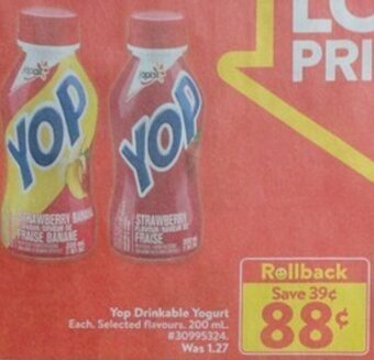 Walmart Yop Drinkable Yogurt offer