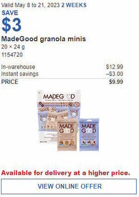 Costco MadeGood granola minis offer